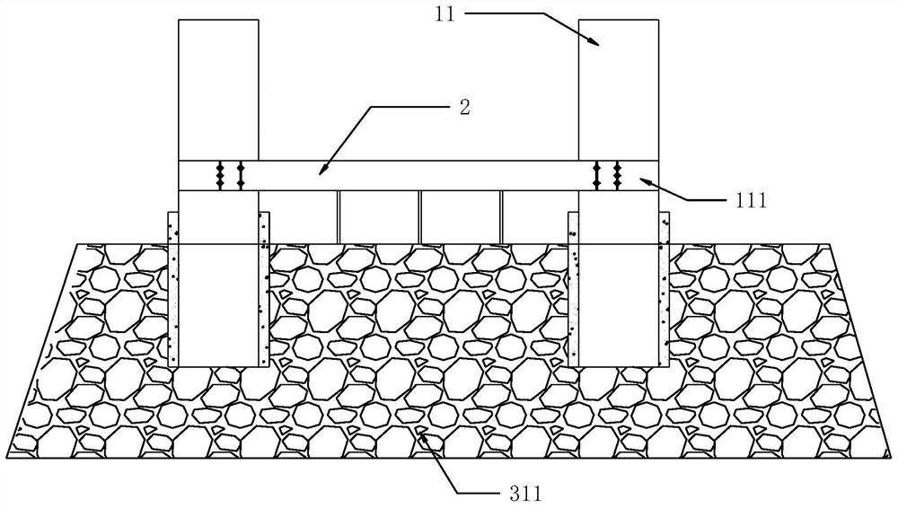 Cast-in-place box girder construction system and construction method for excavation section of existing in-service line modified bridge