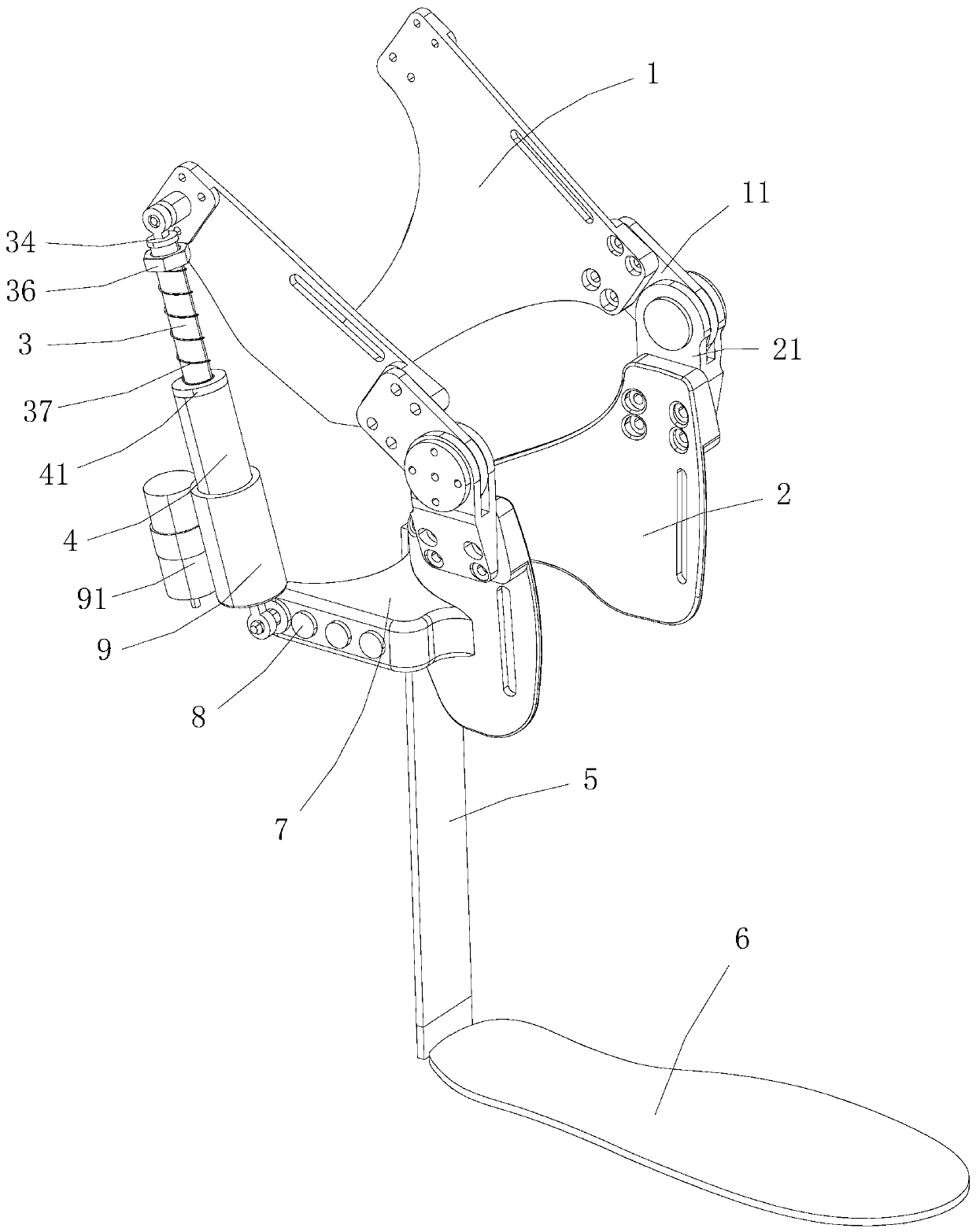 Double-cylinder knee joint walker robot