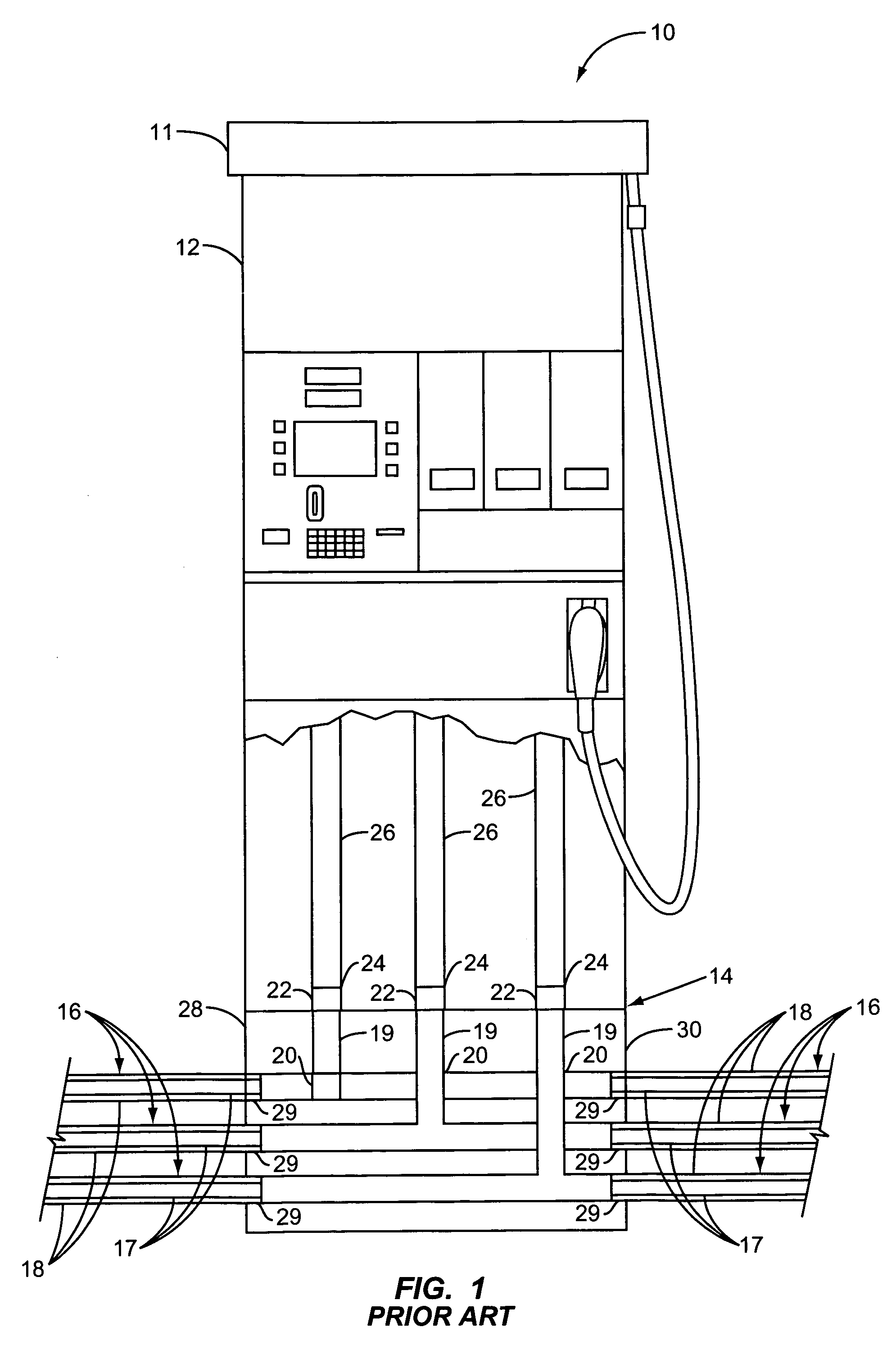 Leak container for fuel dispenser