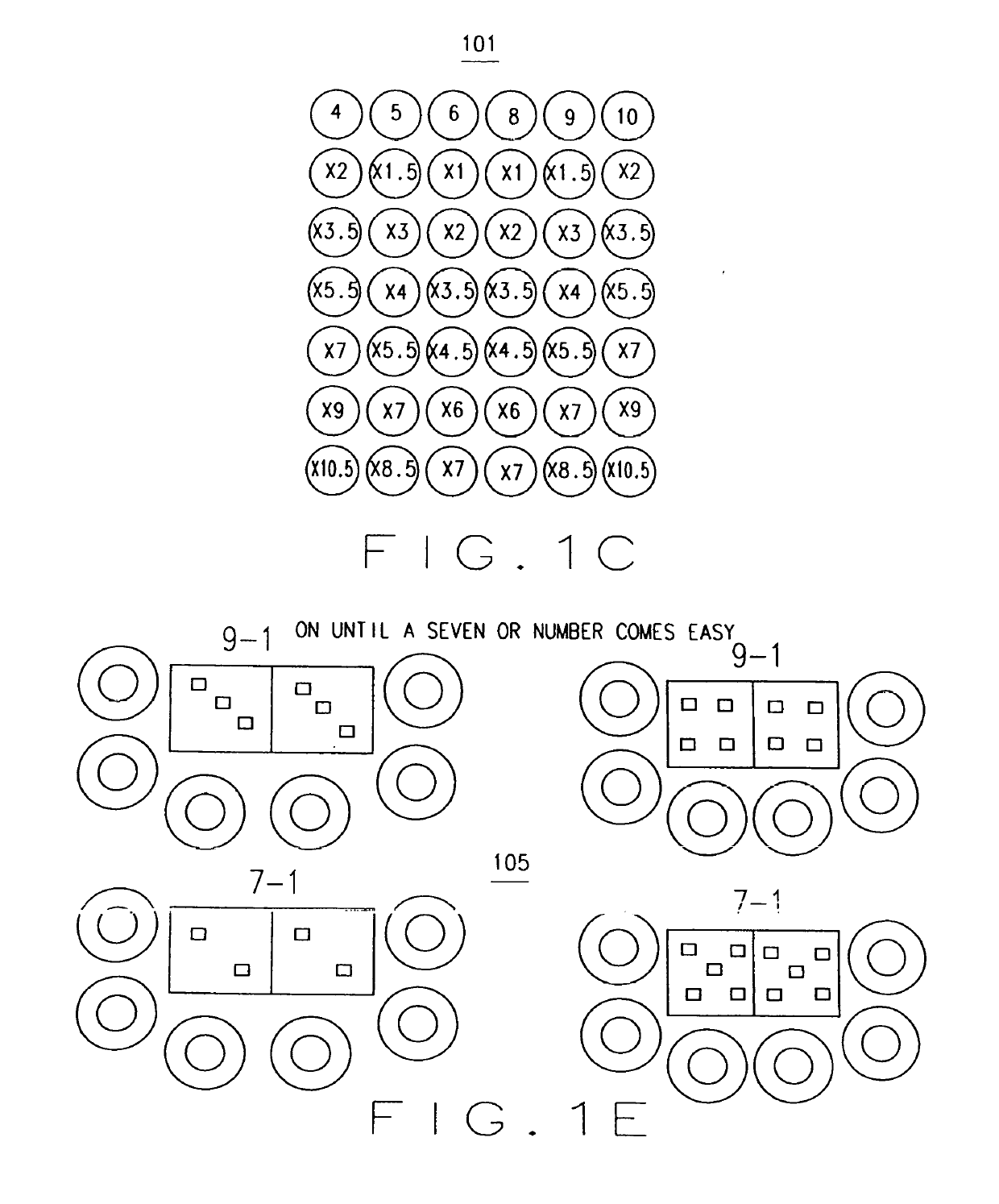 Simplified Craps Game with a Color Coded and or Related Coded System of Wagering, Utilizing a Pay Grid Multiplier Payout and Bonus Bets