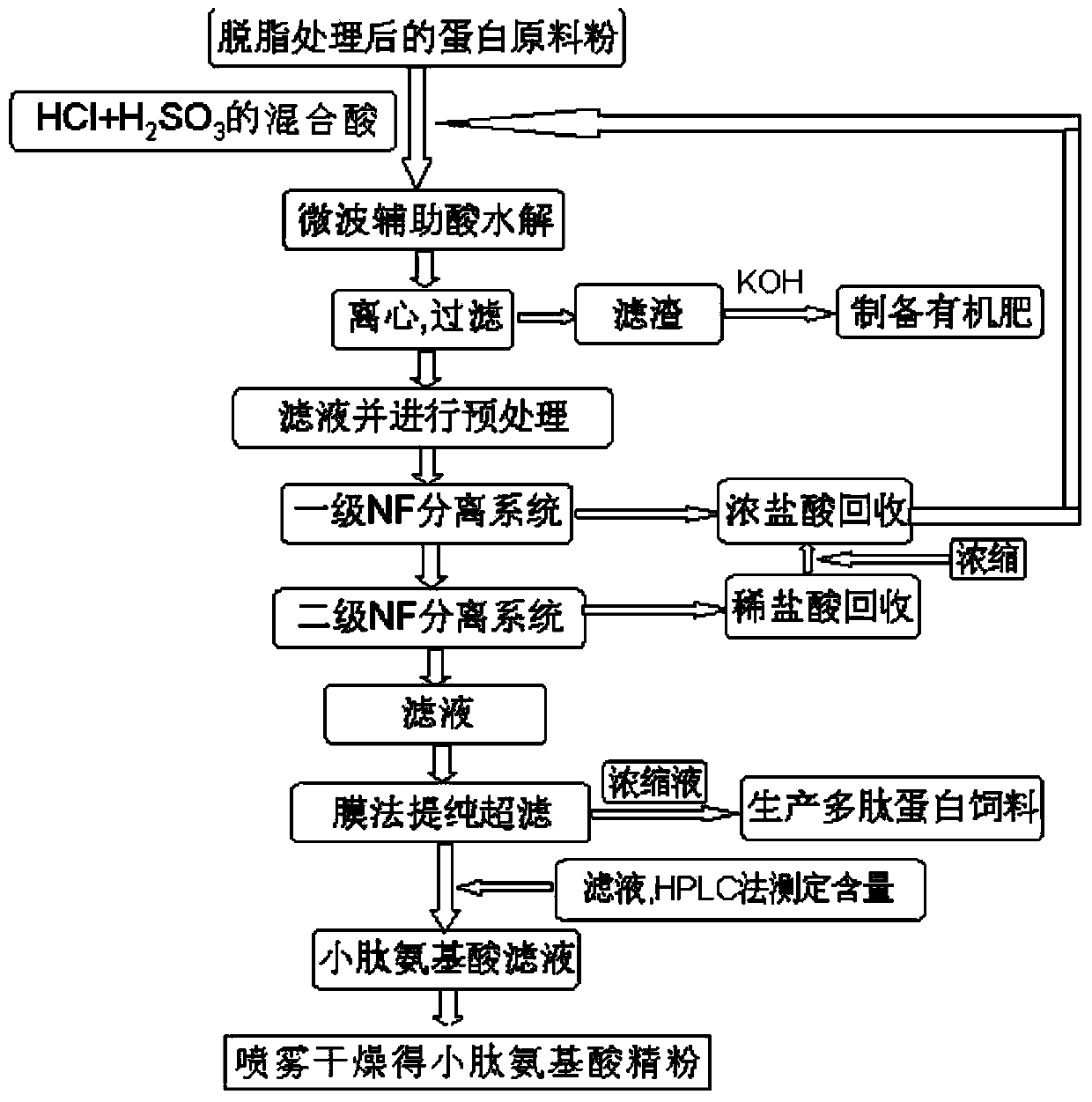 Method for rapidly preparing small peptide amino acids by microwave-assisted protein acid hydrolysis