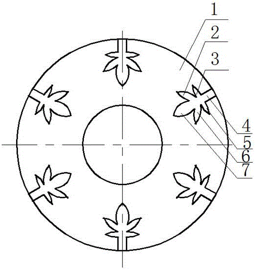 Mechanical seal ring with maple-leaf-like grooves