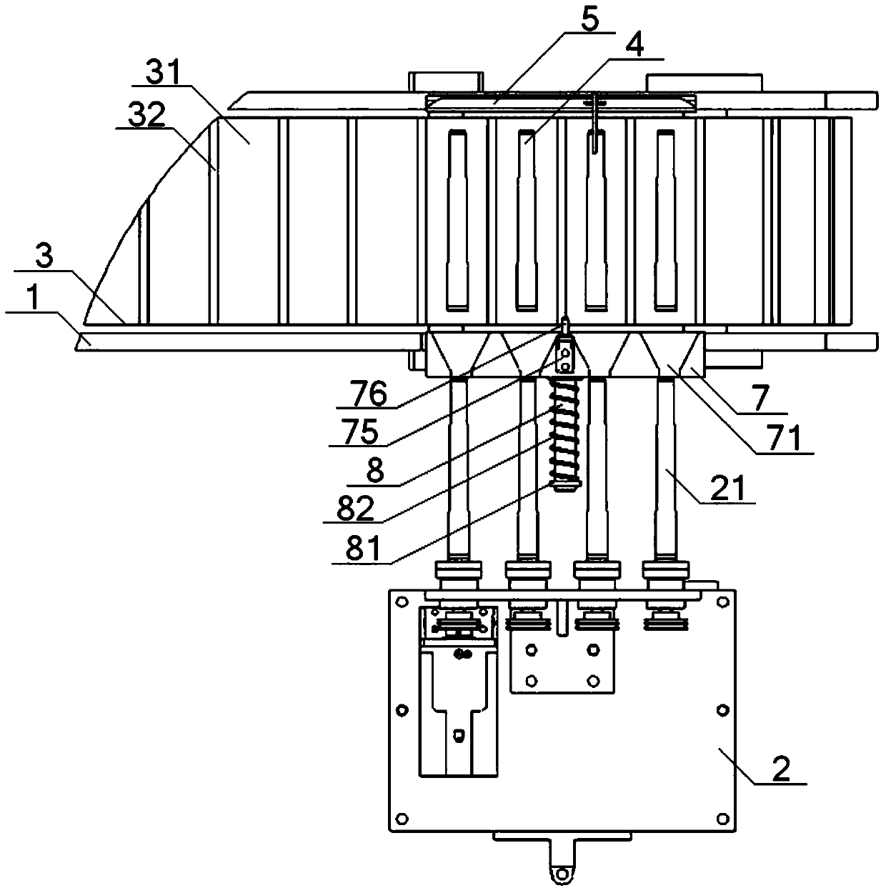 Automatic feeding device of spun yarn tubes and control method of automatic feeding device