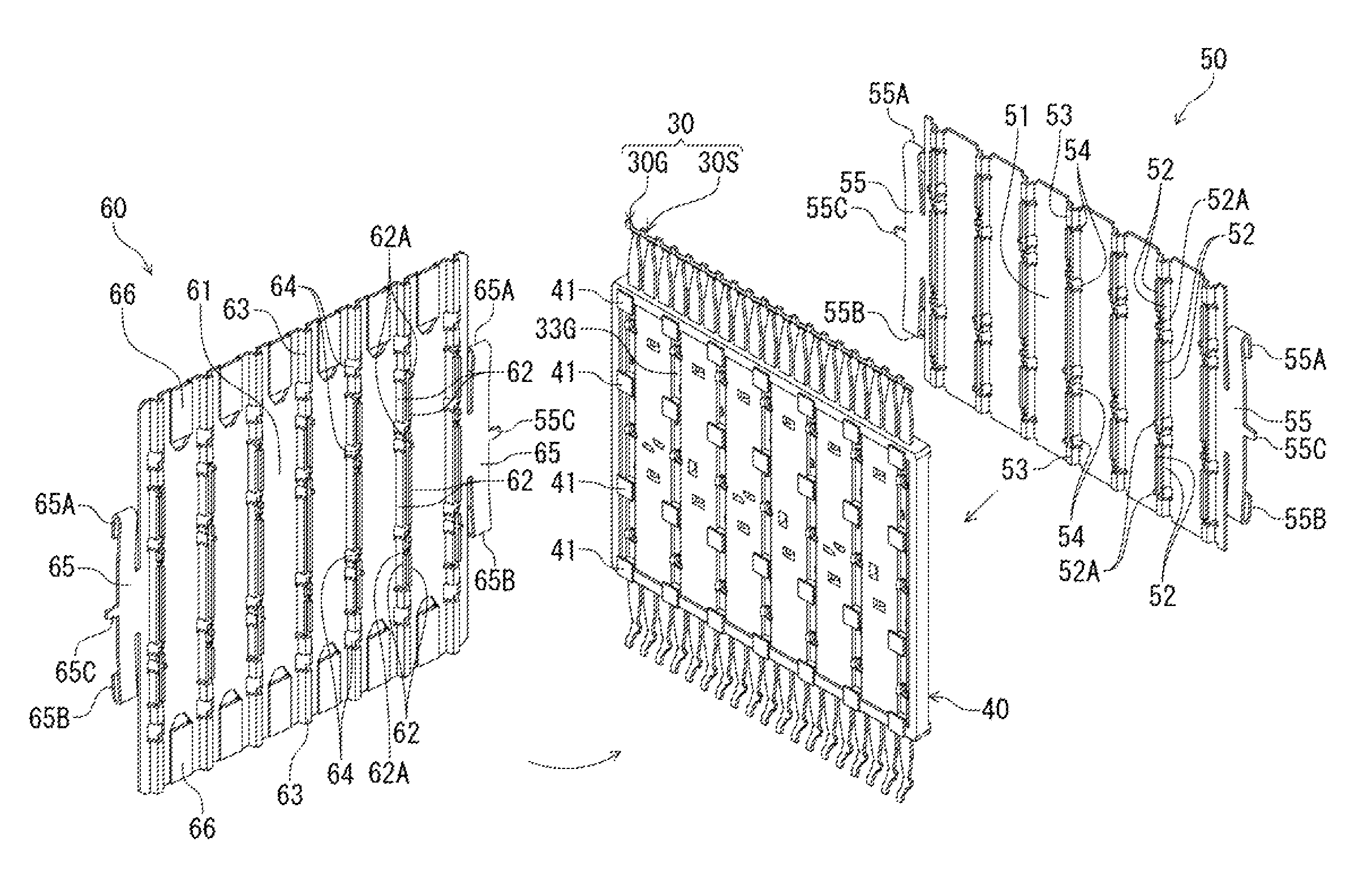 Intermediate electrical connector and electrical connector assembled component