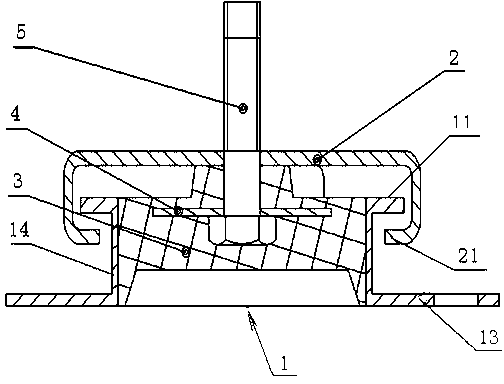 Limiting shock attenuation device connecting forklift truck cab with frame