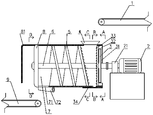 Shield type urban garbage bag breaking machine