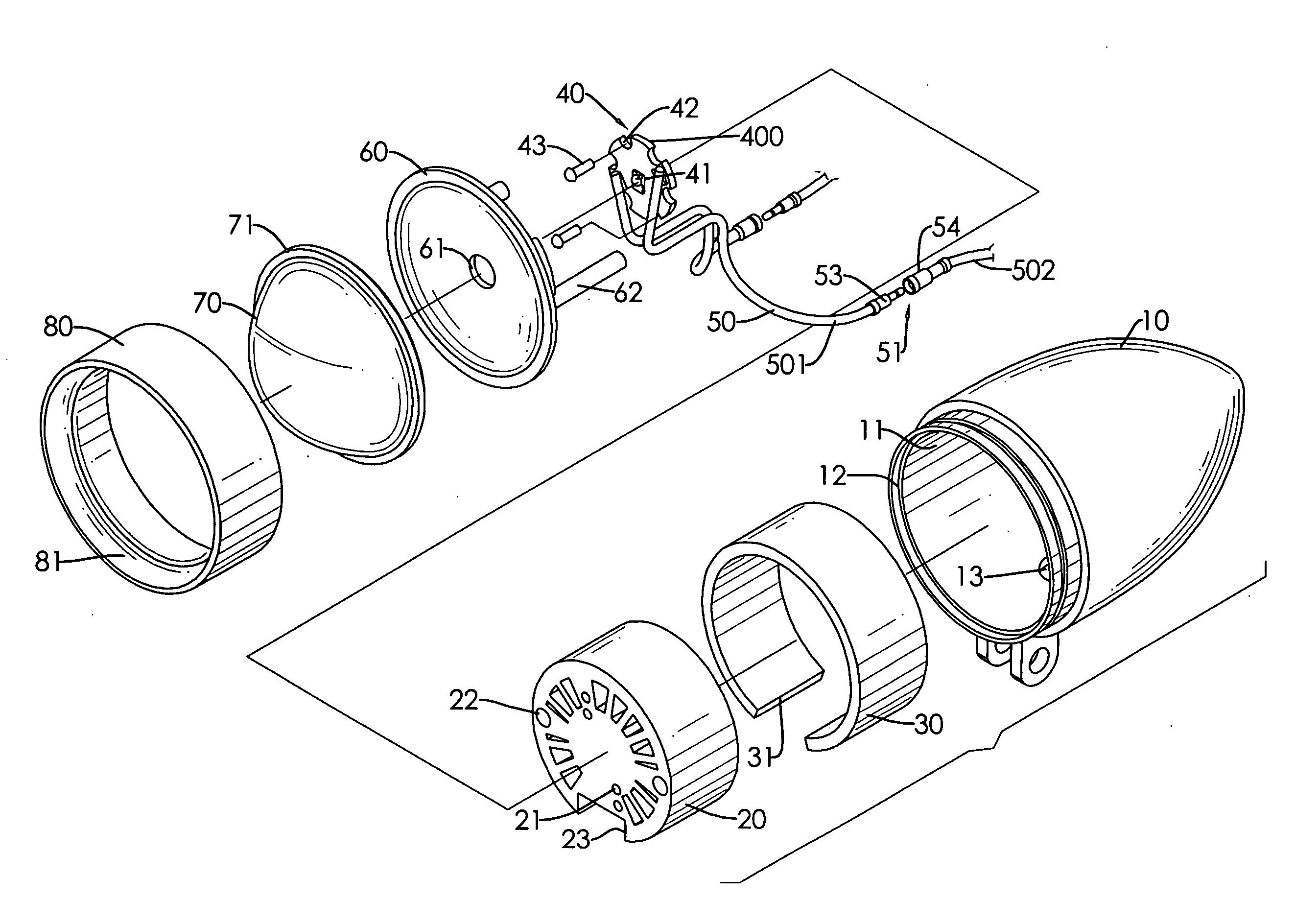 Lamp with cable connector assemblies