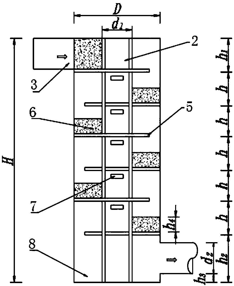 Two-way convection graded drop energy dissipation shaft