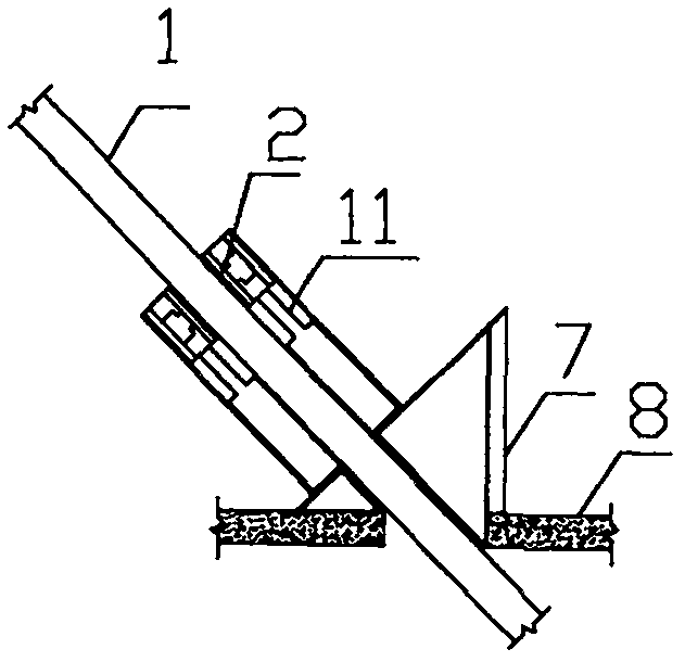 Inclined pile construction equipment, inclined pile construction method and inclined pile deep foundation pit support structure