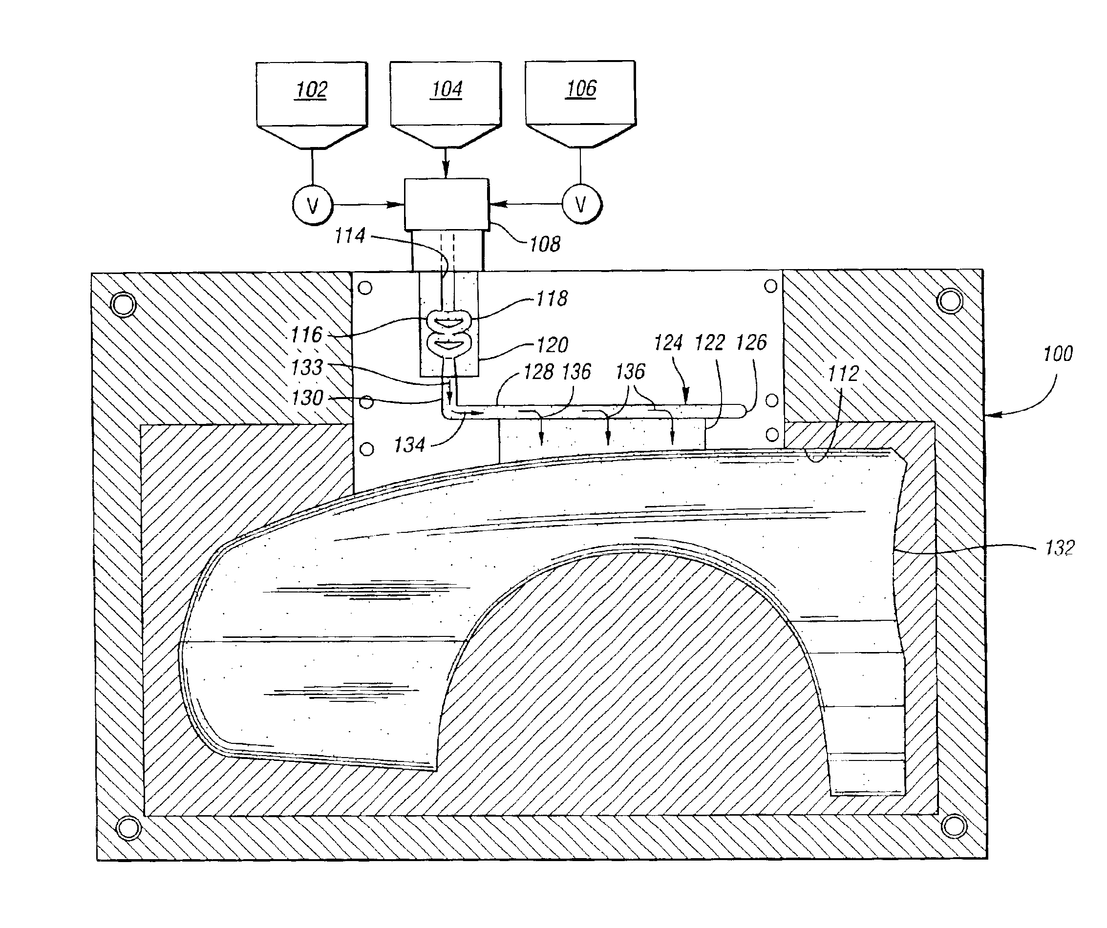 Method for making a reinforced, polymeric article in a reaction injection molding system and mold for use therein