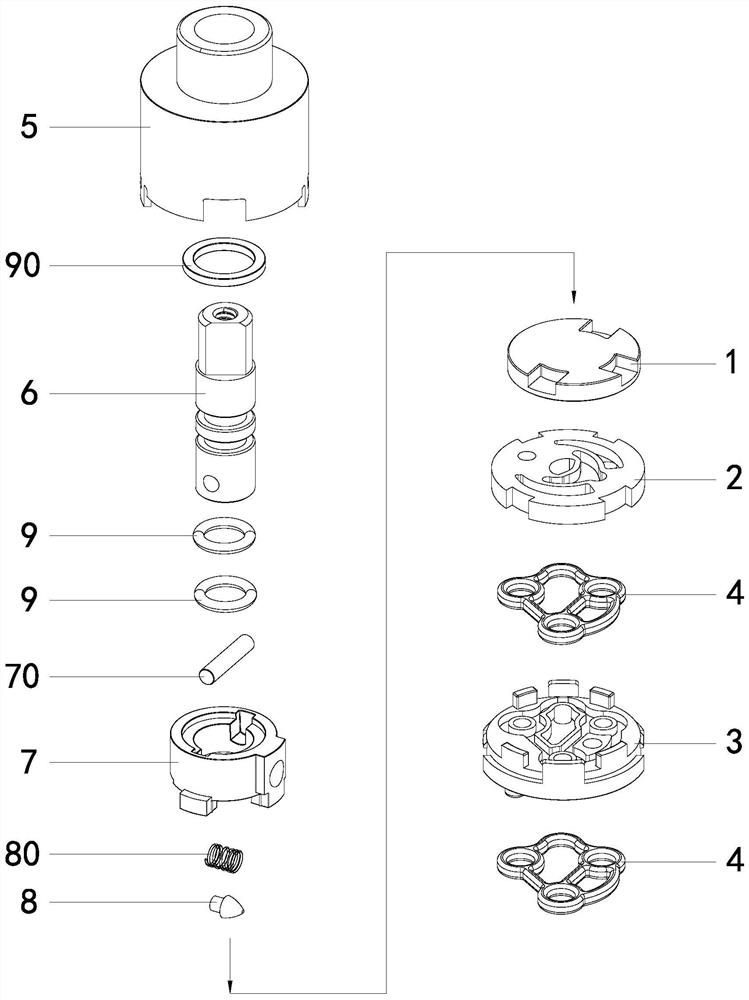 Scald-proof temperature-adjustable flow-adjustable multifunctional shunt valve element