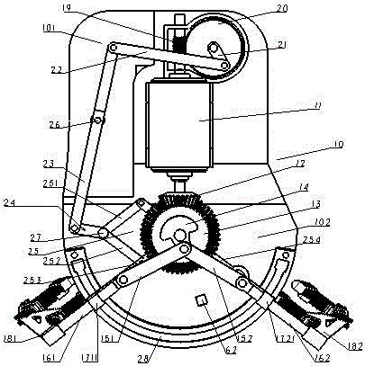 A beauty massager that massages the face with the lifting and flapping method and realizes the head massage at the same time