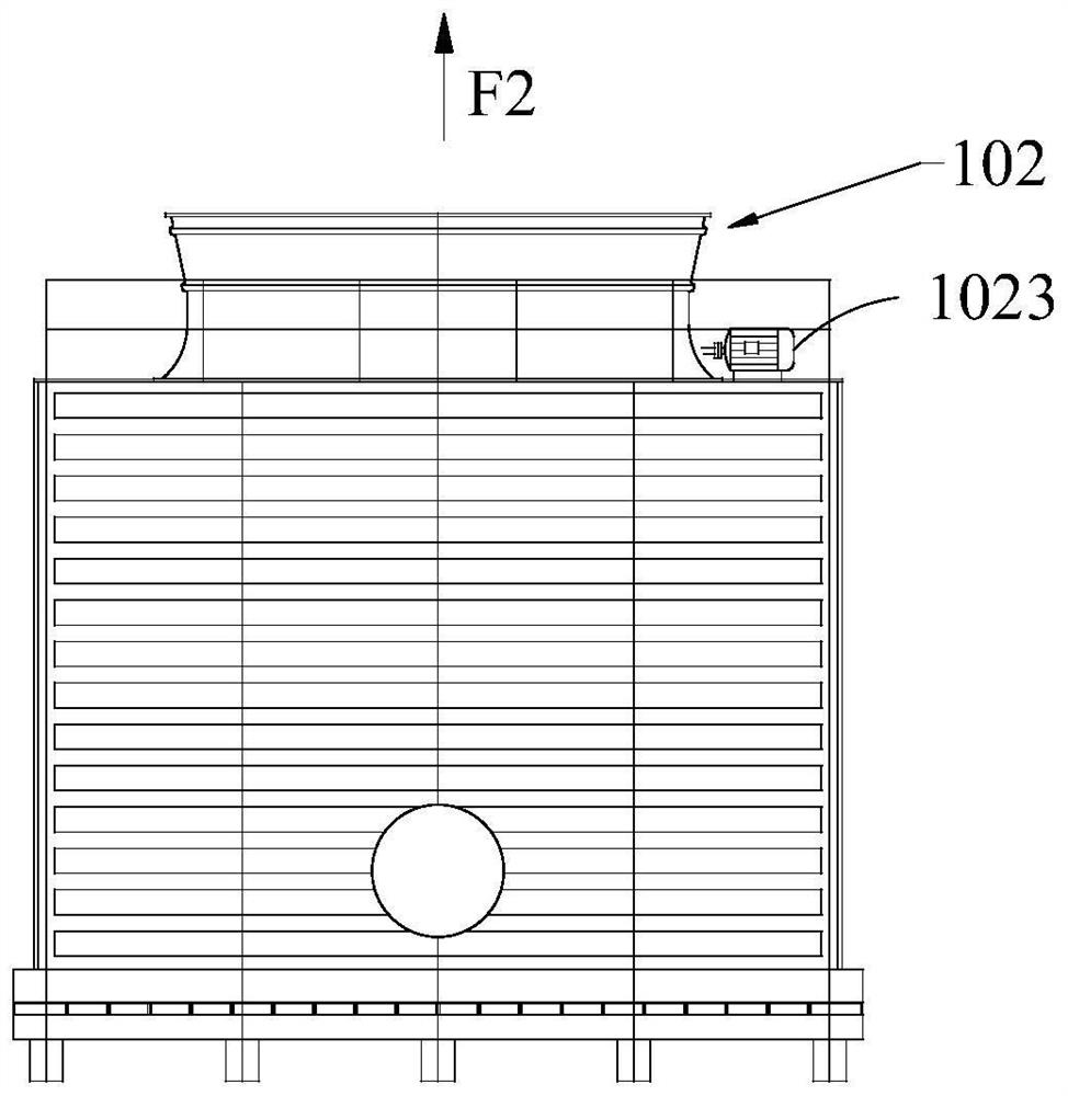 Flue gas waste heat recycling device for reverse use of cooling tower and working method of flue gas waste heat recycling device