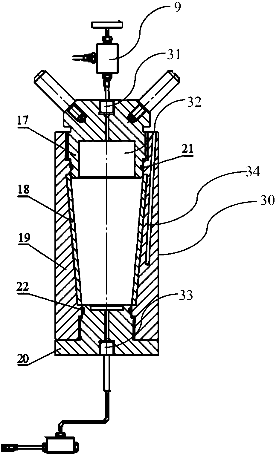 A self-repair testing device and method for oil well cement