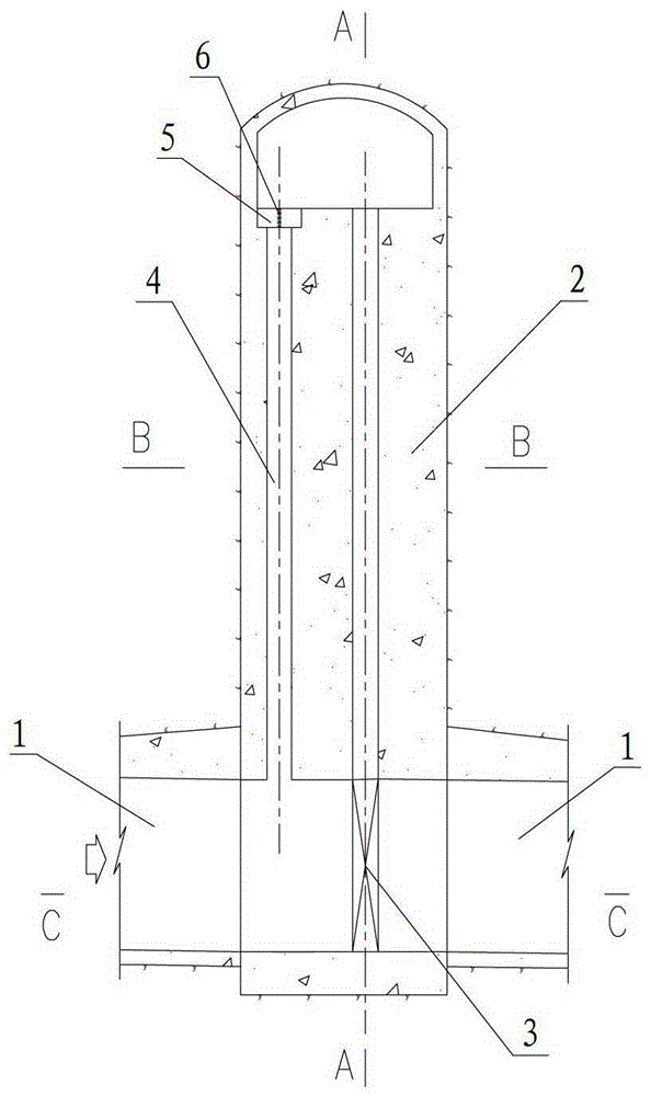 A diversion tunnel shaft sluice chamber structure arranged in a hidden body