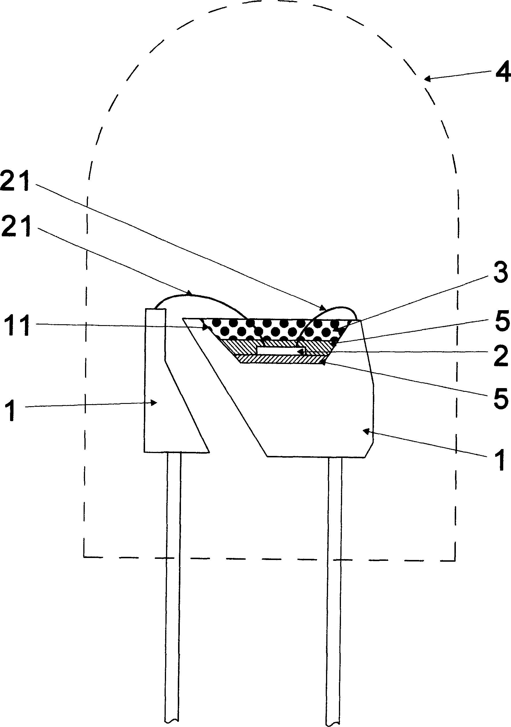 White light LED package radiating structure