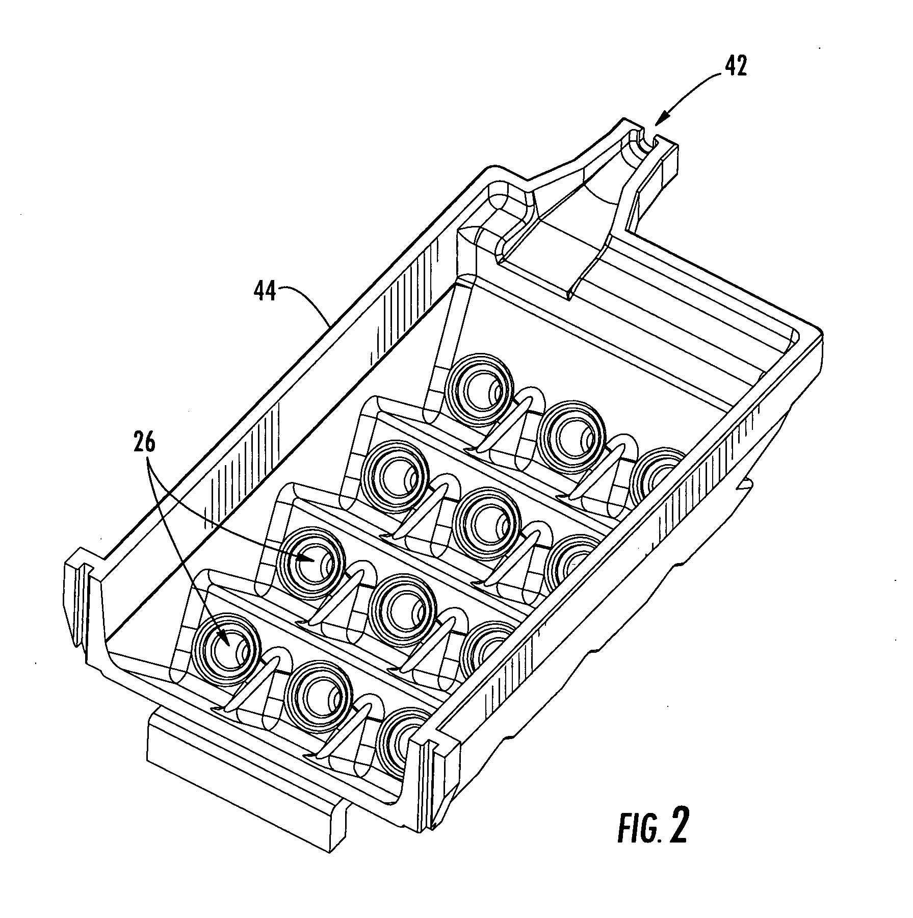 Overmolded multi-port optical connection terminal having means for accommodating excess fiber length