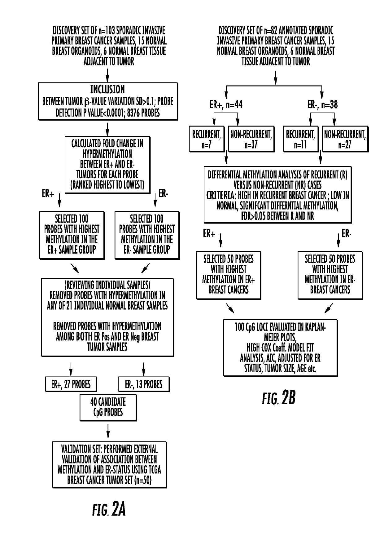 Genome-wide methylation analysis and use to identify genes specific to breast cancer hormone receptor status and risk of recurrence