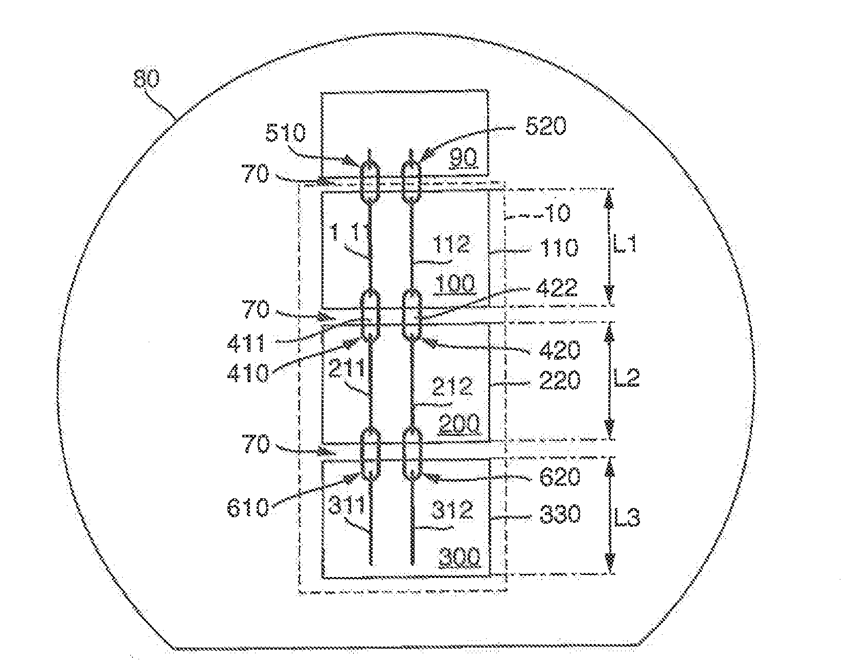 Arrangement for testing integrated circuits