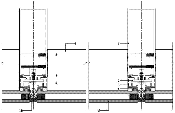 Hitching hidden-frame glass curtain wall