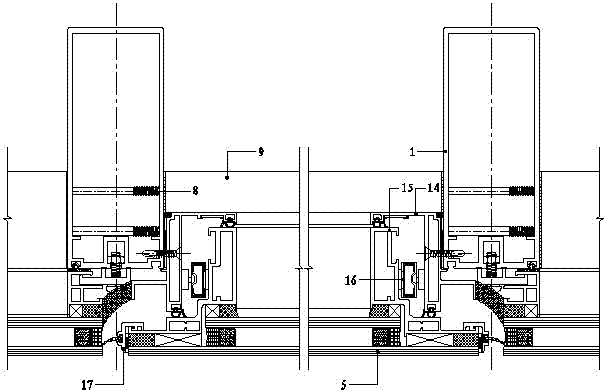 Hitching hidden-frame glass curtain wall