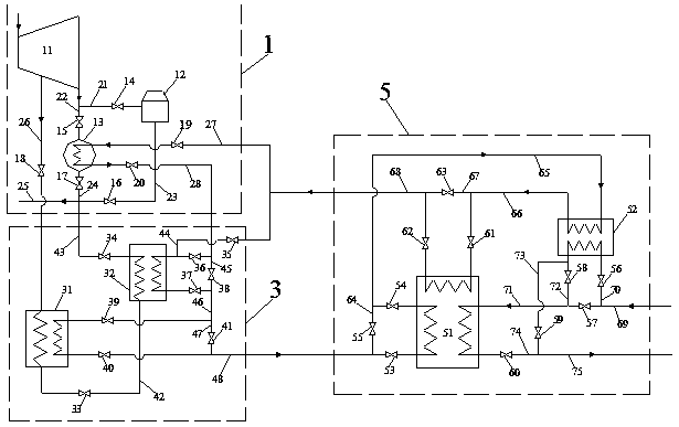 High back pressure coupling large temperature difference heating supply system for air cooling unit and operation method