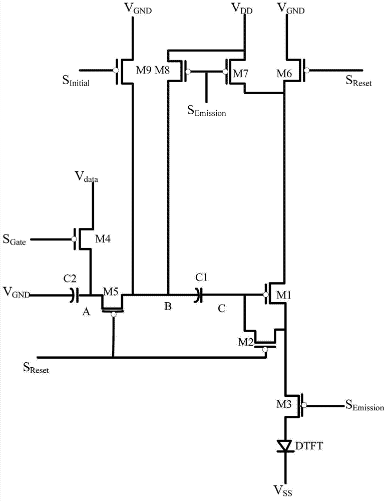 Frame scanning pixel display drive unit as well as drive method and display method thereof