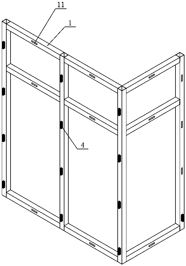 Combination frames, partitions and doors and windows with preset holes