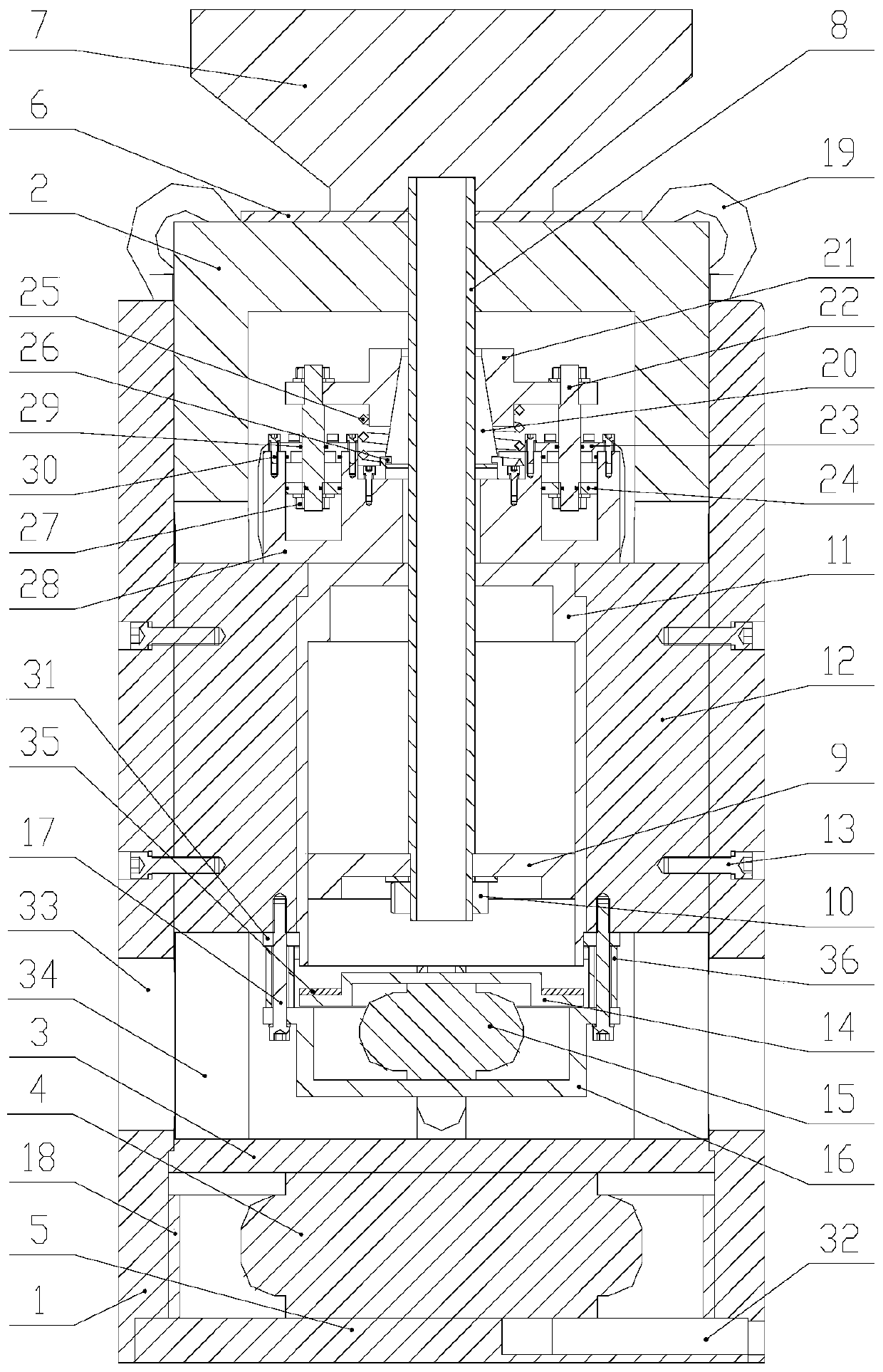 A large load high g value pneumatic vertical impact test bench