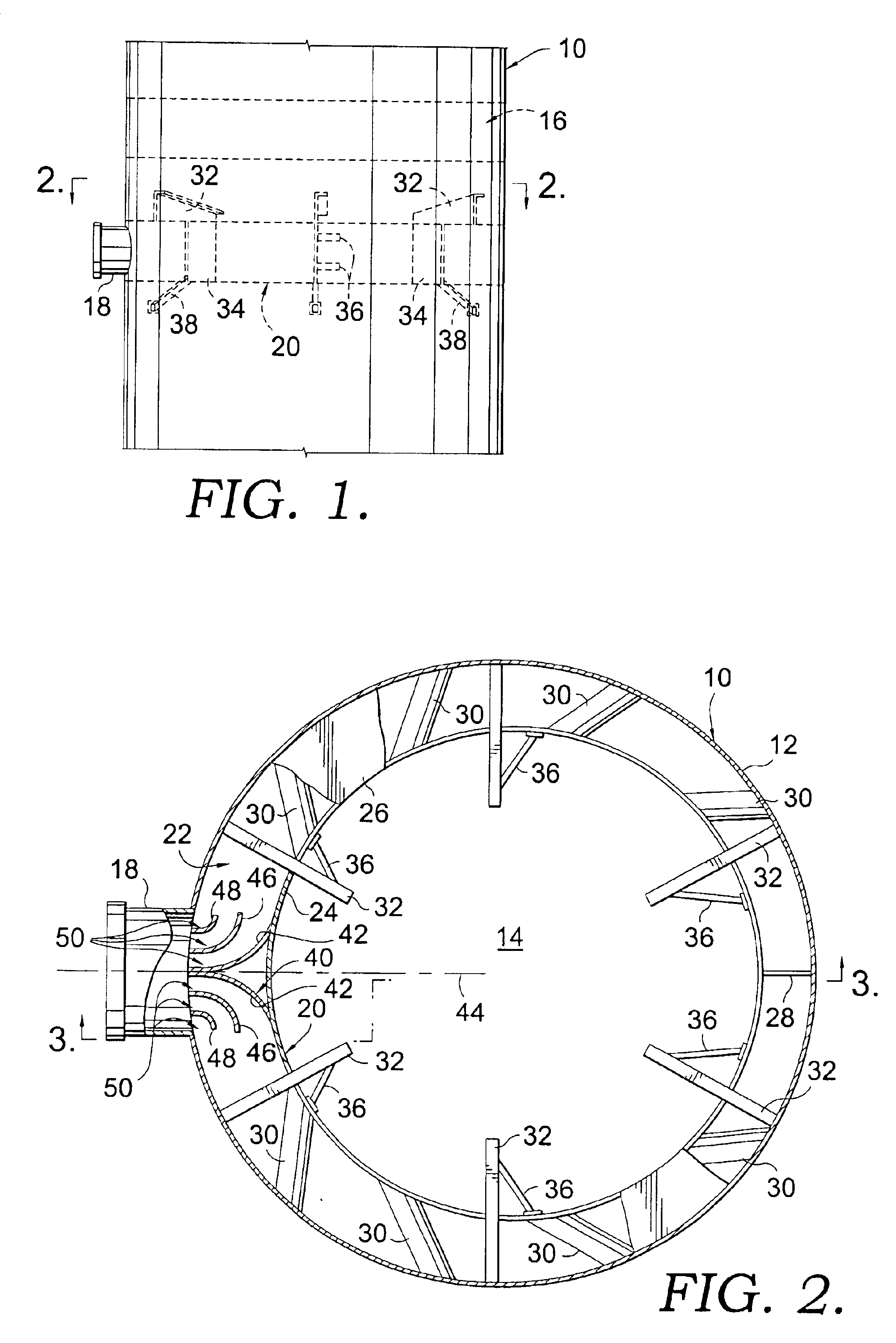 Fluid stream feed device for mass transfer column