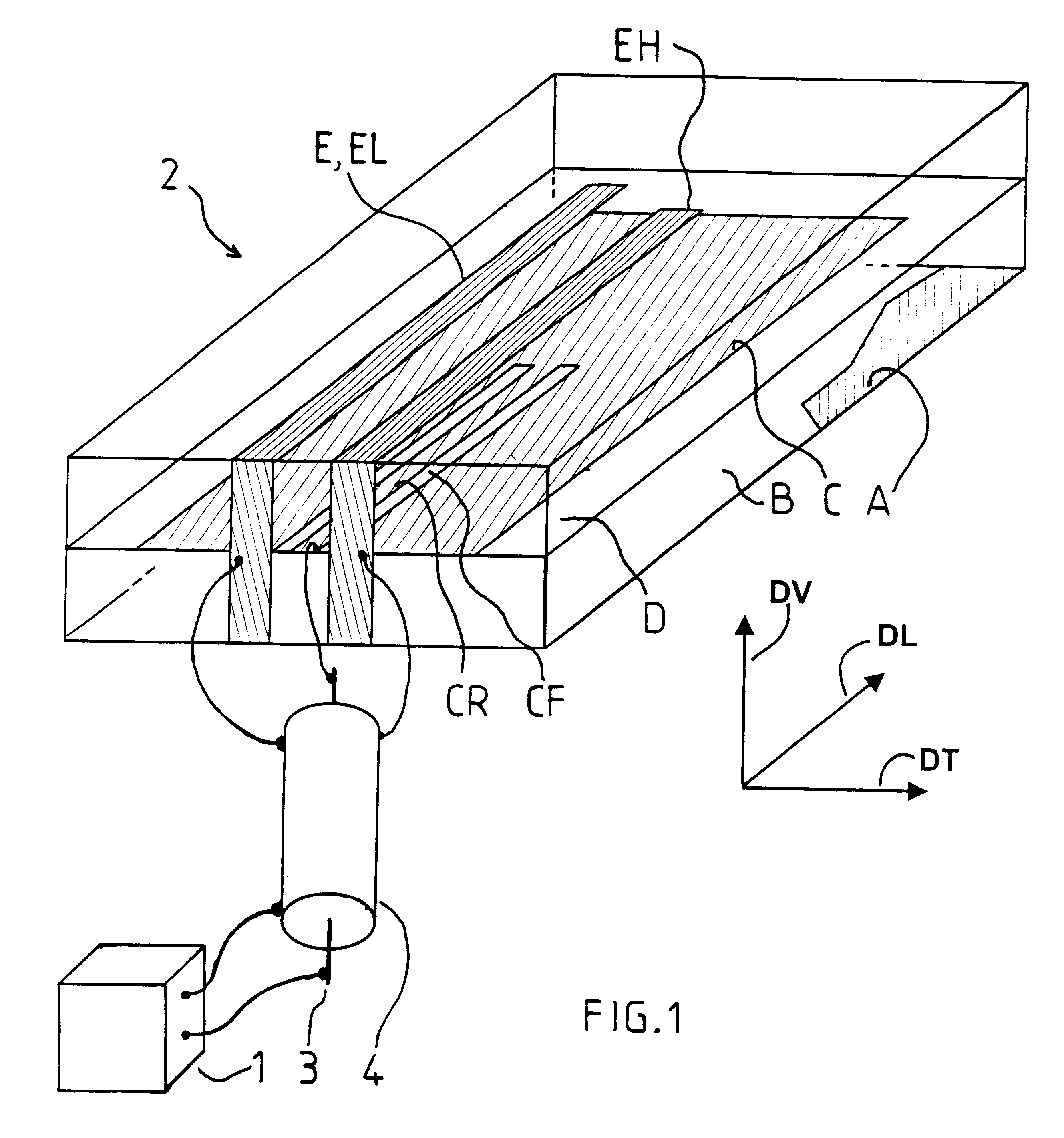 Antenna with stacked resonant structures and a multi-frequency radiocommunications system including it