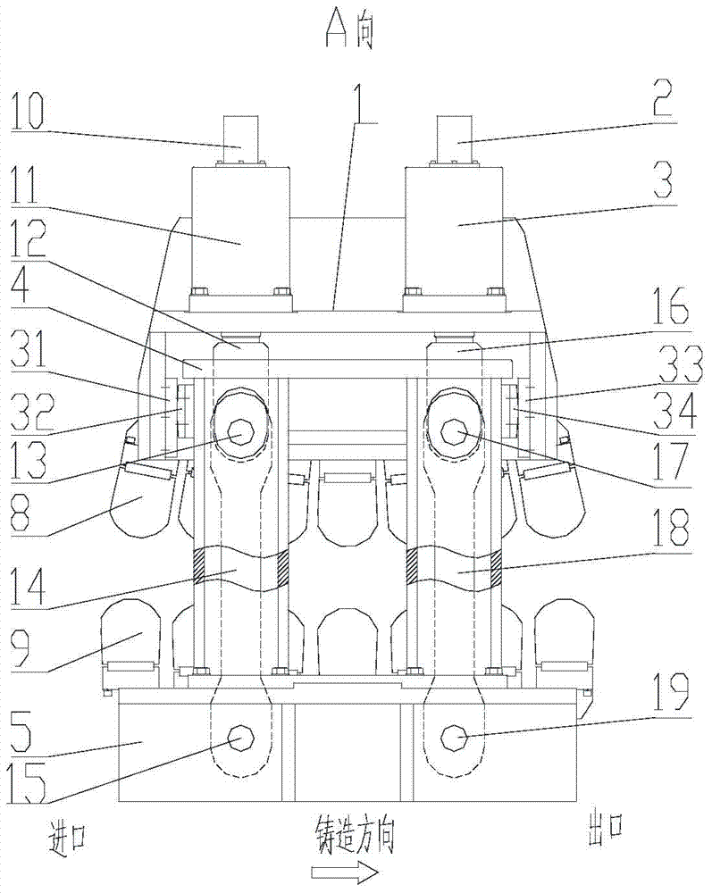 Sector segment structure capable of compositely pressing continuous casting solidification tail end of extra-thick plate