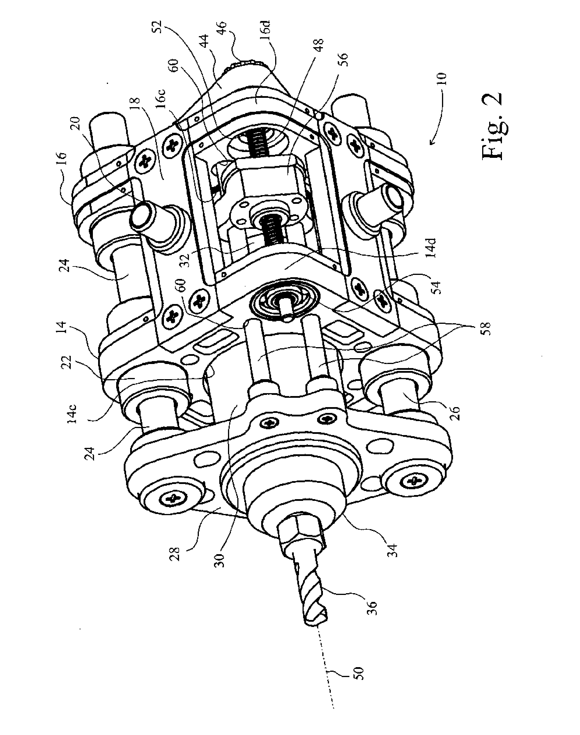 Remote confined-space machining, and positioning and securing arrangement