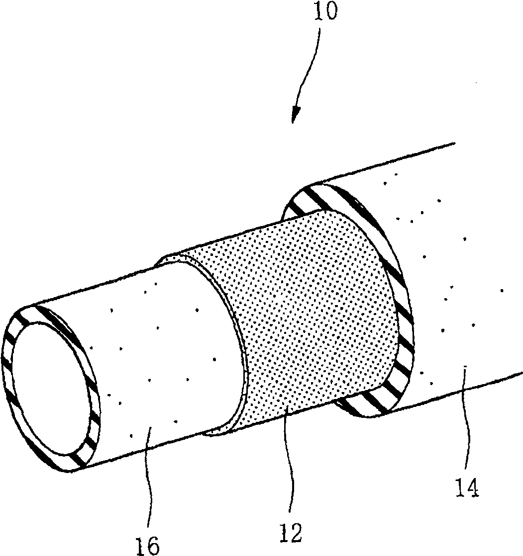 Resin composite hose of curved shape and method for producing the same