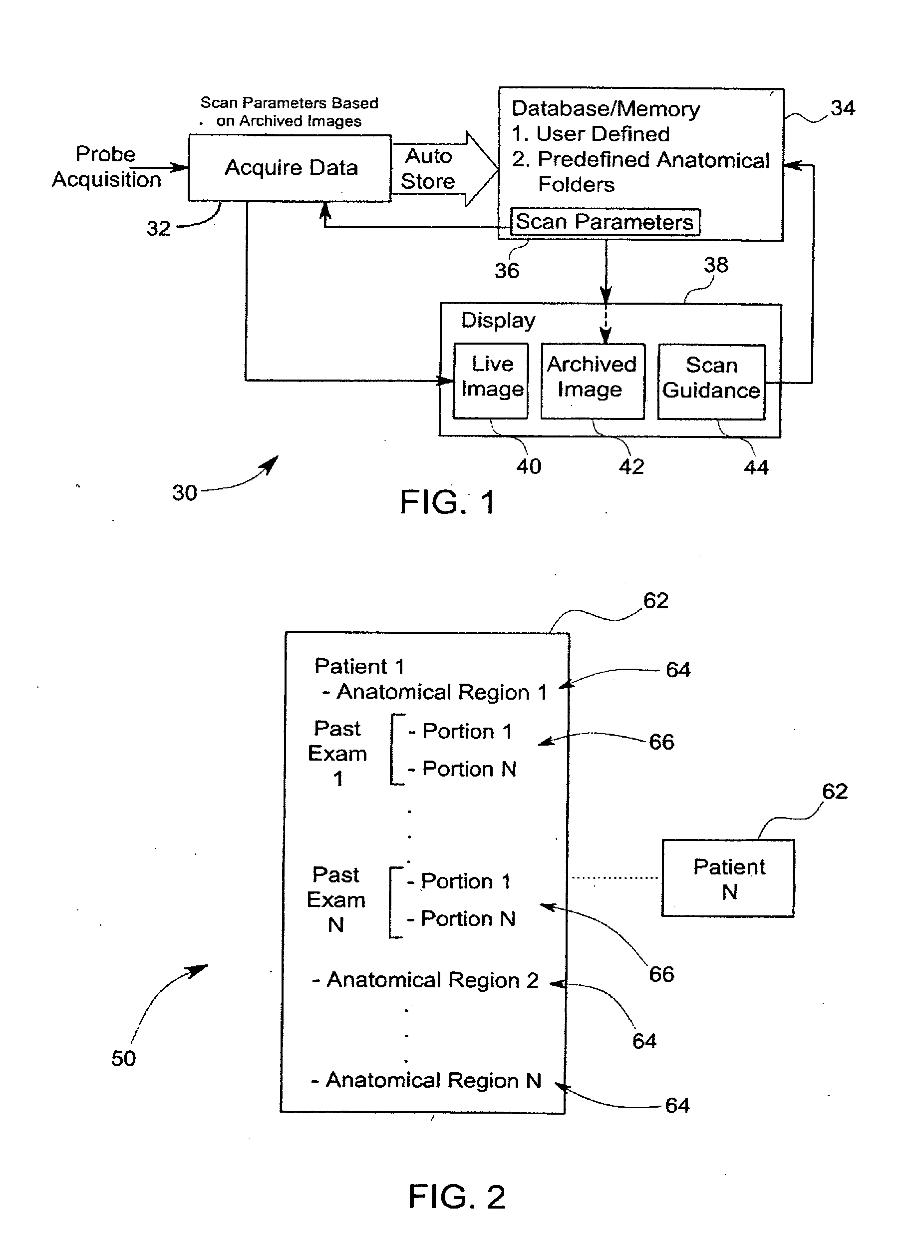 Method and system for organizing stored ultrasound data