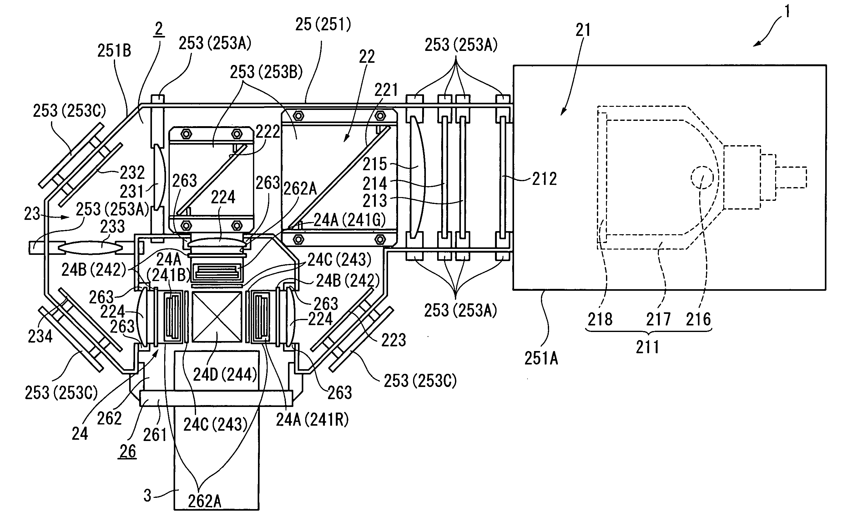 Optical device and projector