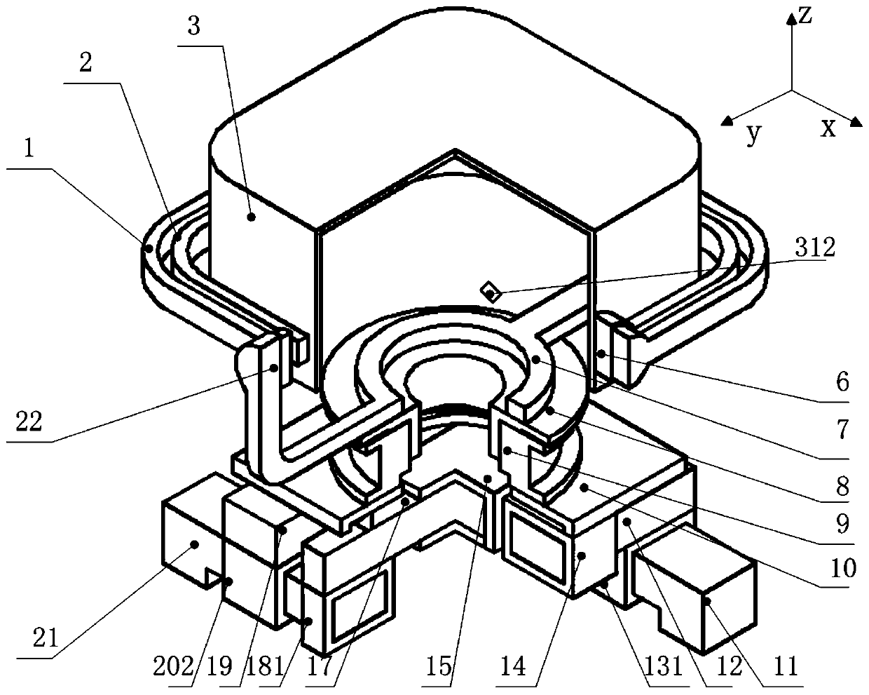 Double-supersatellite platform test device based on the integration of air-floating ball and journal bearing