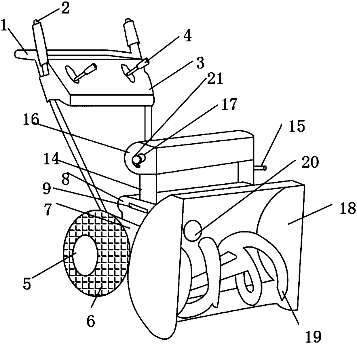 A snowshovel and de-icing integrate device for garden