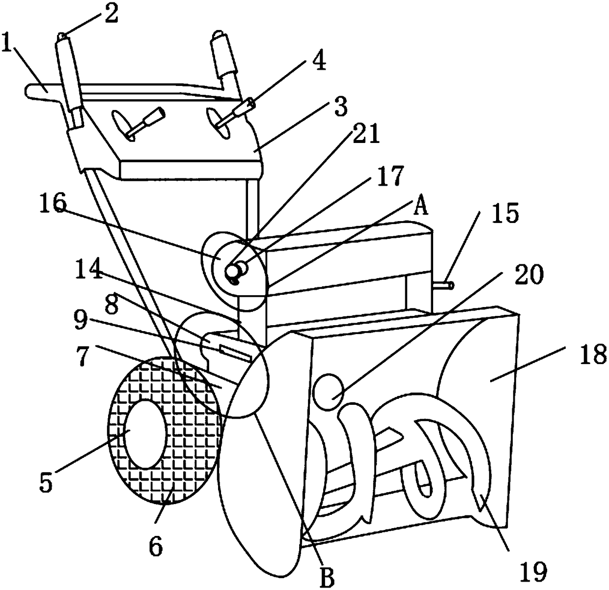 A snowshovel and de-icing integrate device for garden