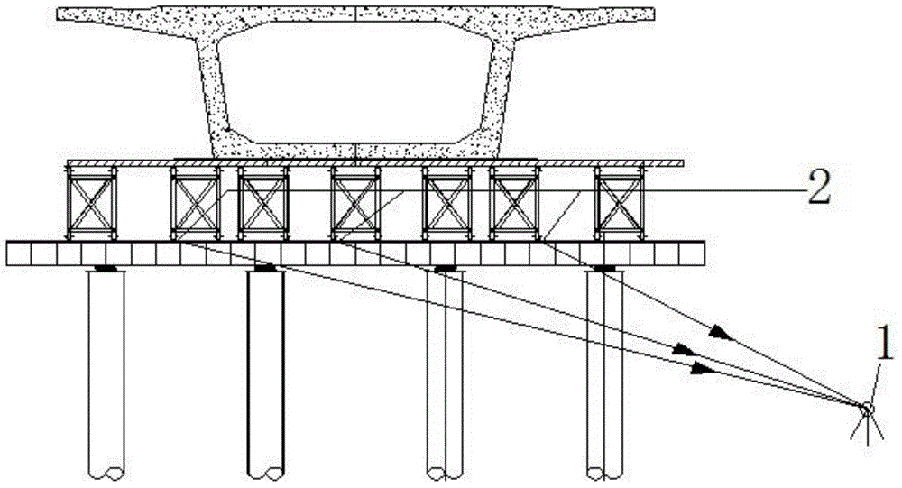 Method for observing support cast-in-place beam preloading by utilizing reflector