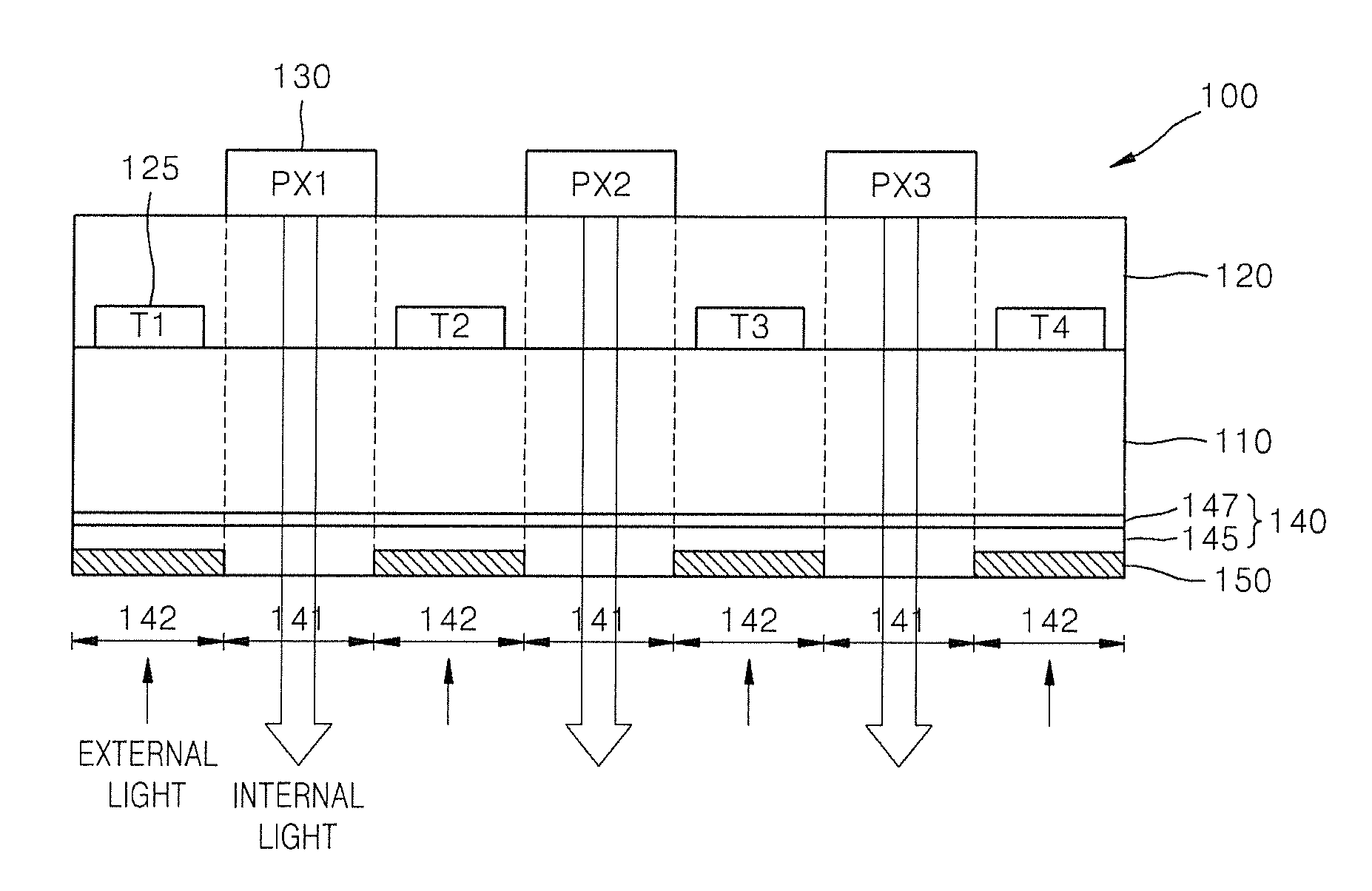 Organic light-emitting display device including black matrix-containing neutral density film