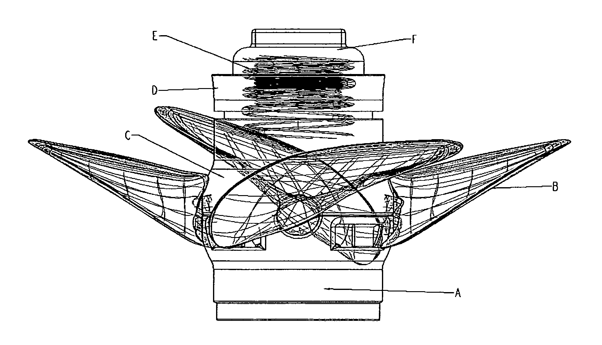 Composite modular self actuating variable pitch marine propeller