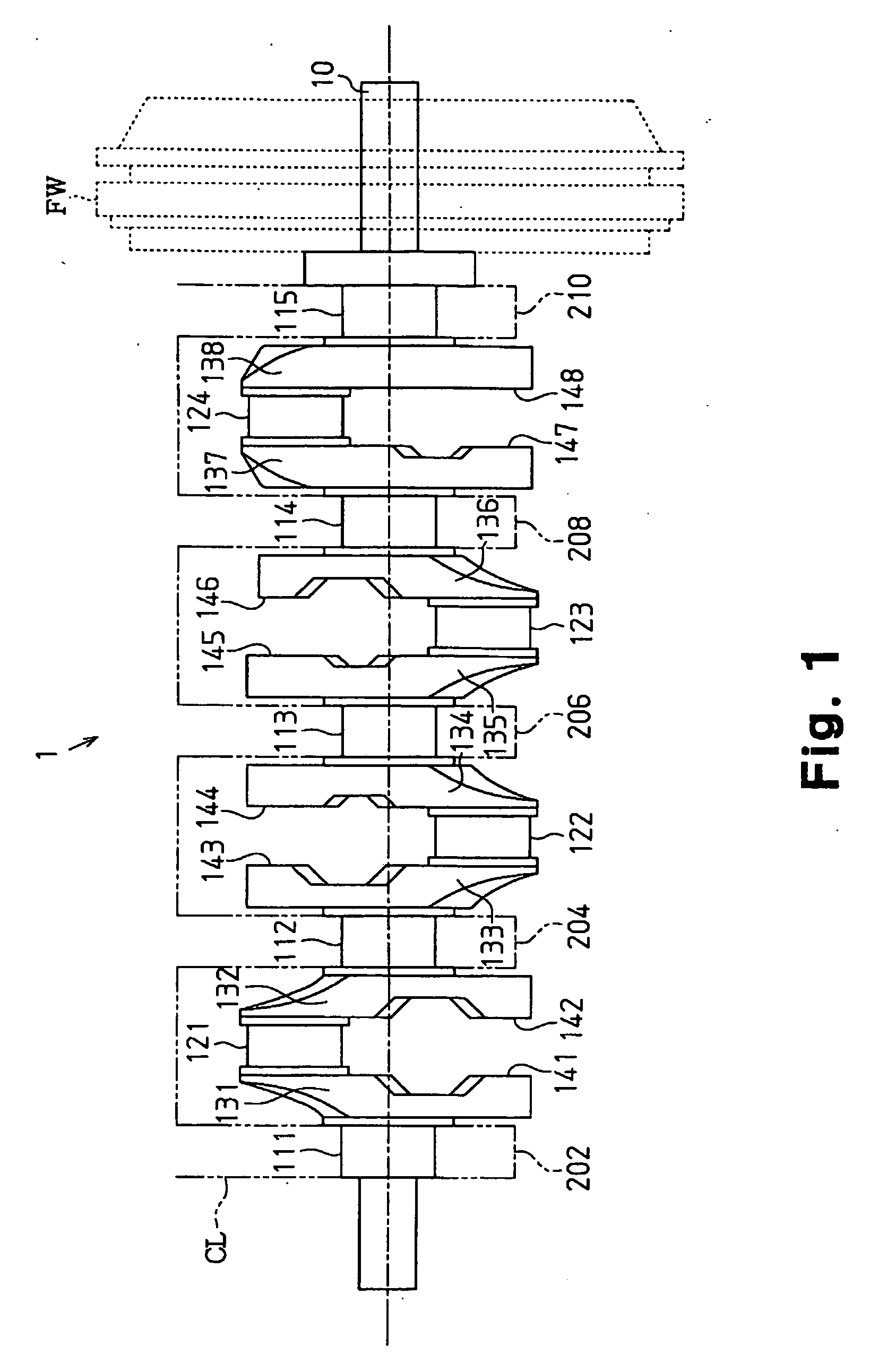 Crankshaft of in-line four-cylinder engine