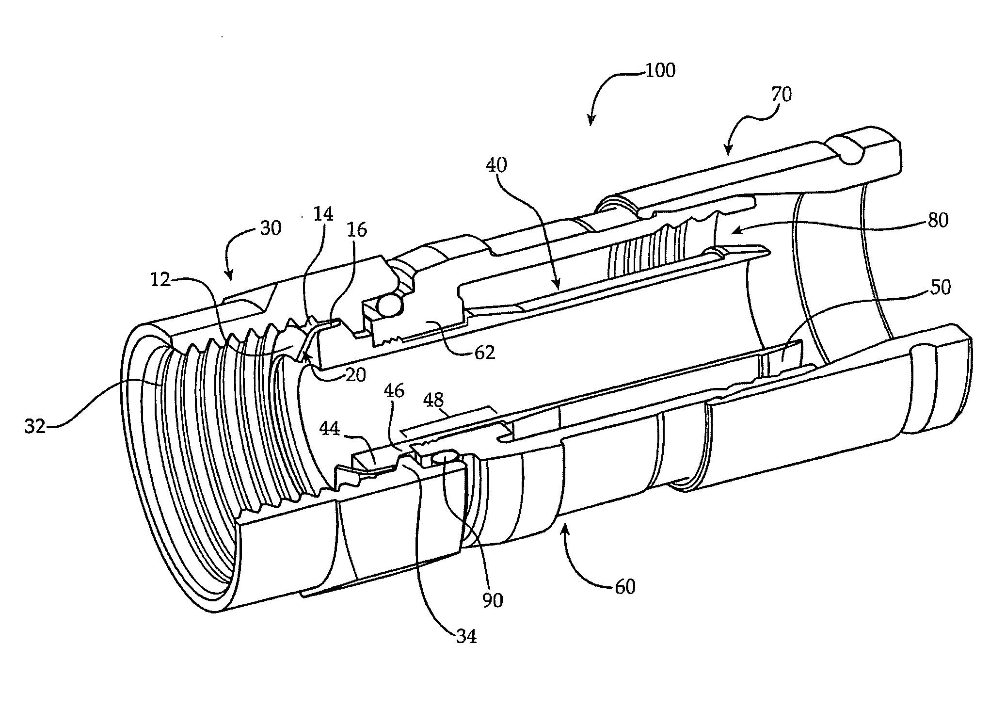 Flexible RF seal for coaxial cable connector