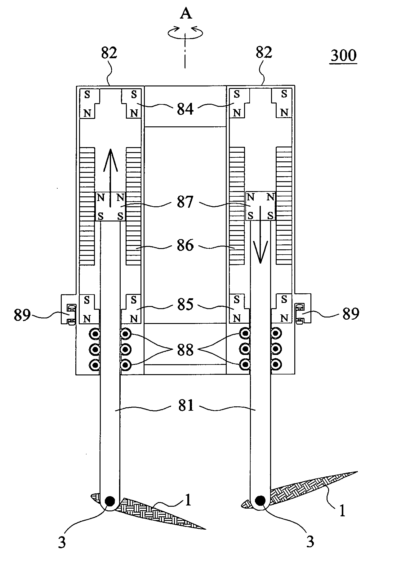 Oscillating-foil type underwater propulsor with a joint