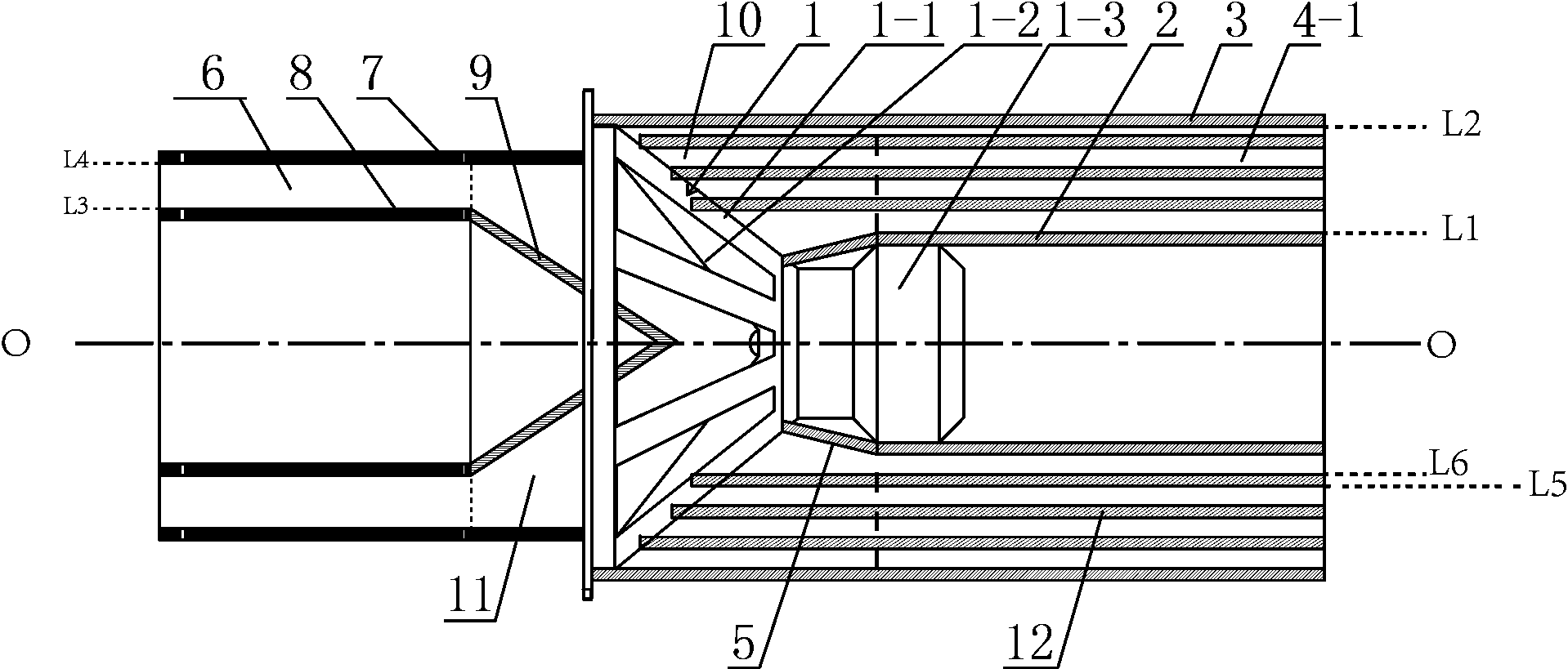 Combined type speaker system with front and back precise annular tube composite channels and multiple channels in back direction