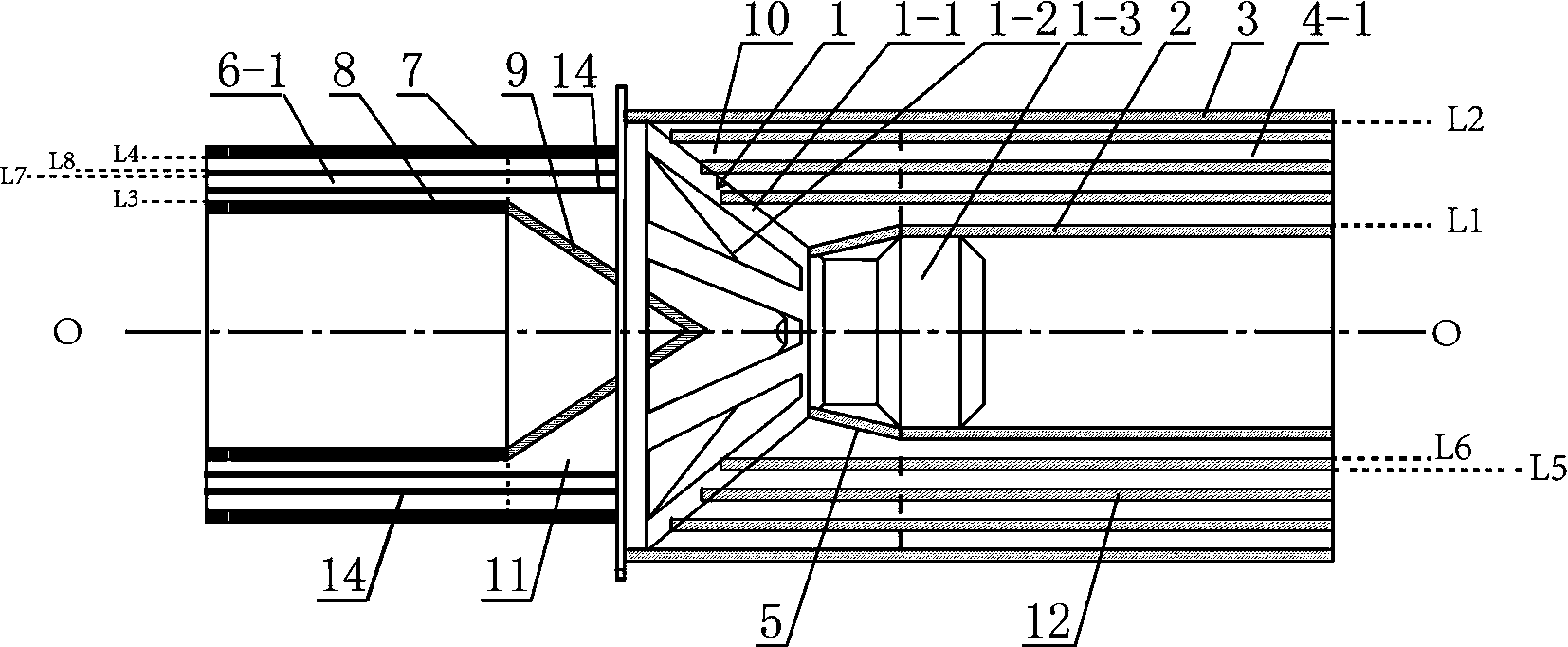 Combined type speaker system with front and back precise annular tube composite channels and multiple channels in back direction