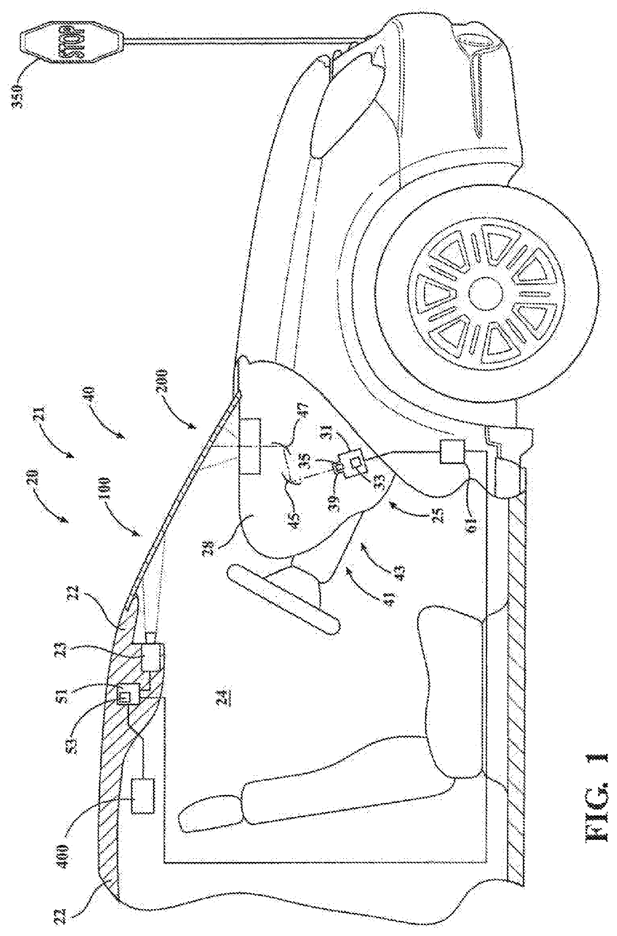 Window assembly for vehicle with variable thickness profile associated with front-facing camera