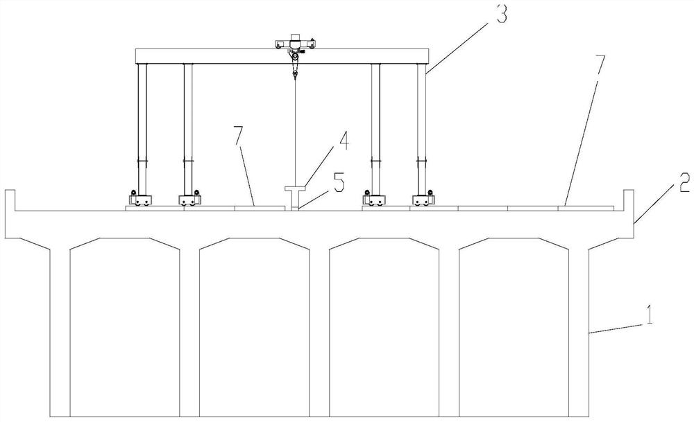 Railway shed tunnel T-shaped beam hoisting construction method