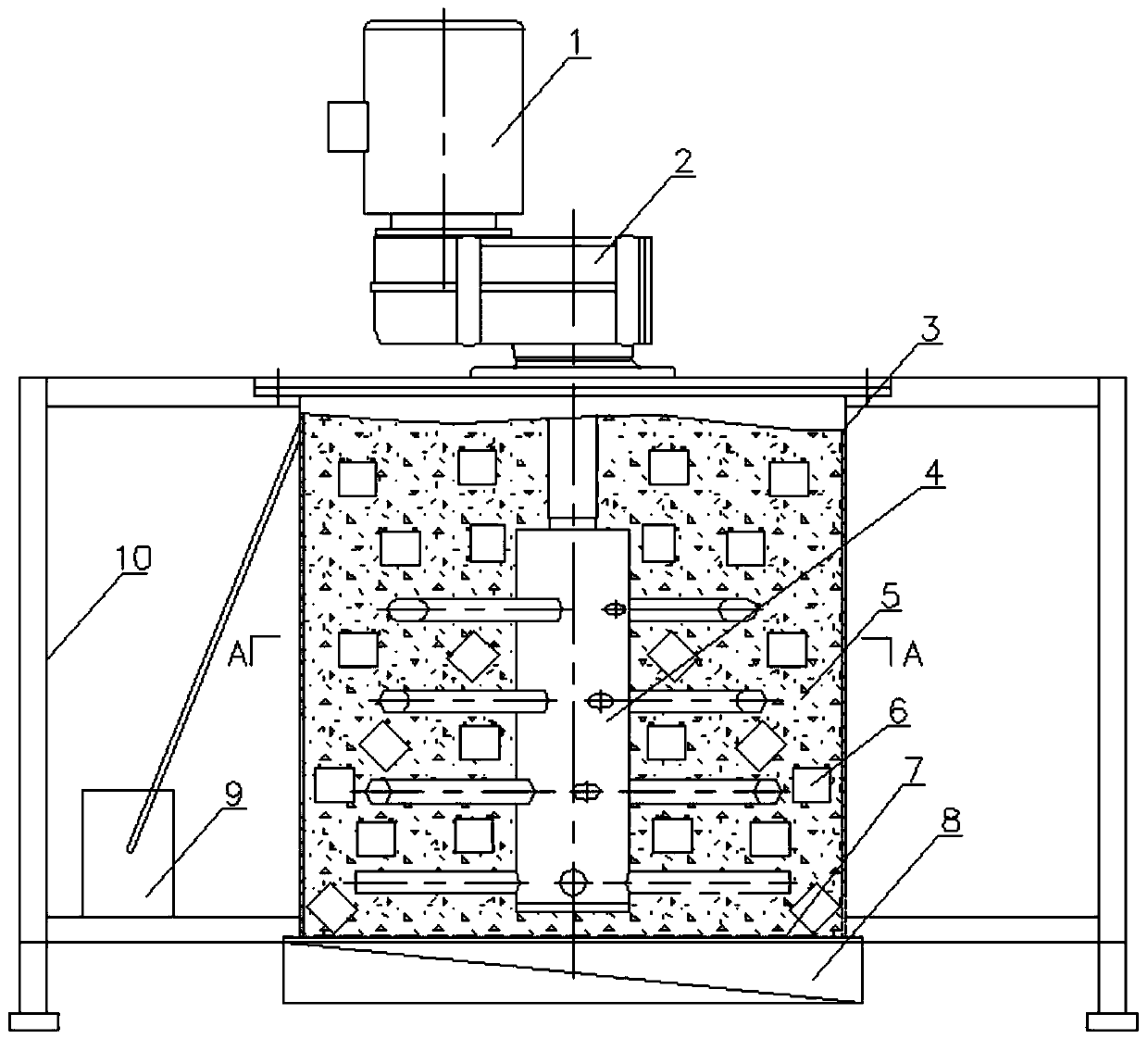 Power battery stirring type efficient complete discharge device and discharge method